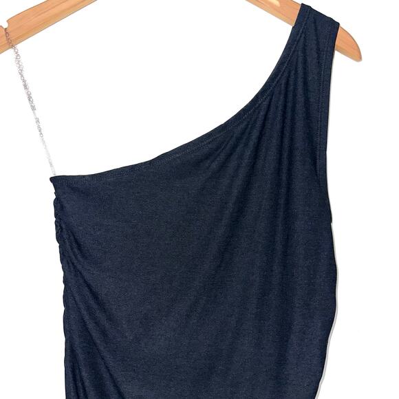 Beyond Yoga Featherweight Carried Away One Shoulder Black Mini Dress Size Medium - Picture 11 of 15
